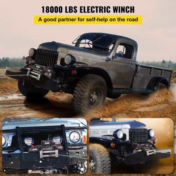 ZenVora 18,000 LBS Electric Winch, 12V Steel Cable Winch, Off-Road Towing Winch for ATV, UTV, Truck and Trailer