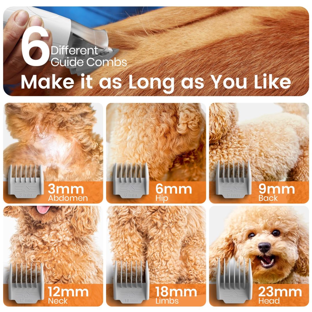 ZenVora 3-in-1 Dog Grooming Vacuum Kit with Clipper and Nail Grinder, Pet Hair Trimmer and Grooming Tool Set