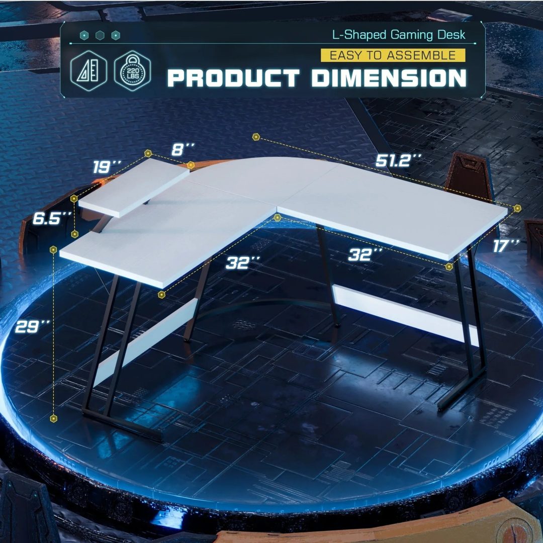 ZenVora L-Shaped Gaming Desk, Computer Corner Desk and Office Writing Desk for Home