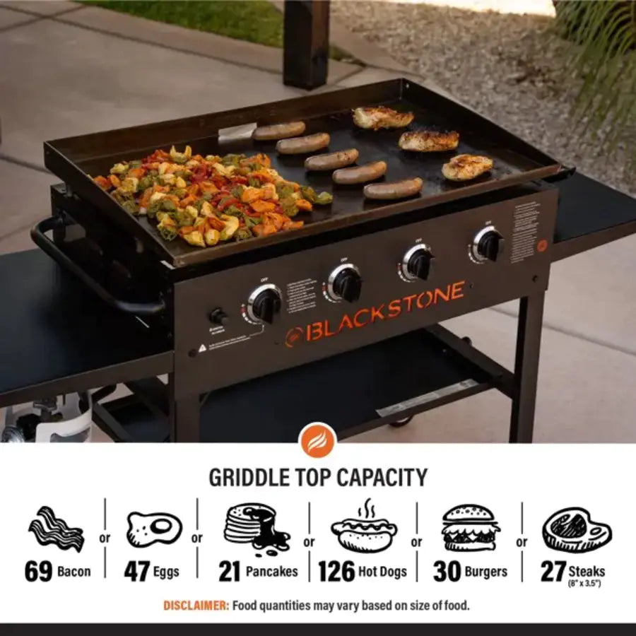 ZenVora 36-Inch 4-Burner Griddle Cooking Station with Side Shelves