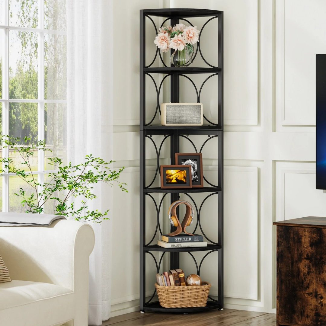 ZenVora 67 Inch Tall Corner Shelf, Freestanding Corner Bookshelf and Storage Shelving Unit