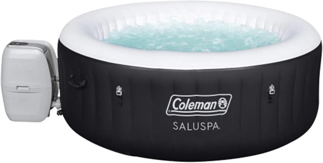 ZenVora 2-4 Person Inflatable Hot Tub, Portable Round Outdoor Spa with 120 Soothing Air Jets and Insulated Cover, Black