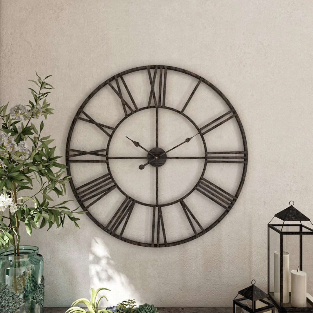 ZenVora Modern Round Metal Wall Clock, Decorative Circular Hanging Clock for Living Room, Bedroom and Office