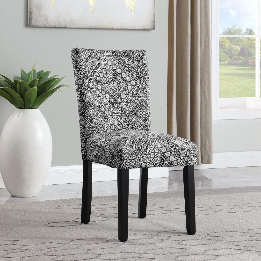 ZenVora Set of 2 Upholstered Medallion Dining Chairs, Comfortable Parsons Style Chairs for Kitchen and Dining Room