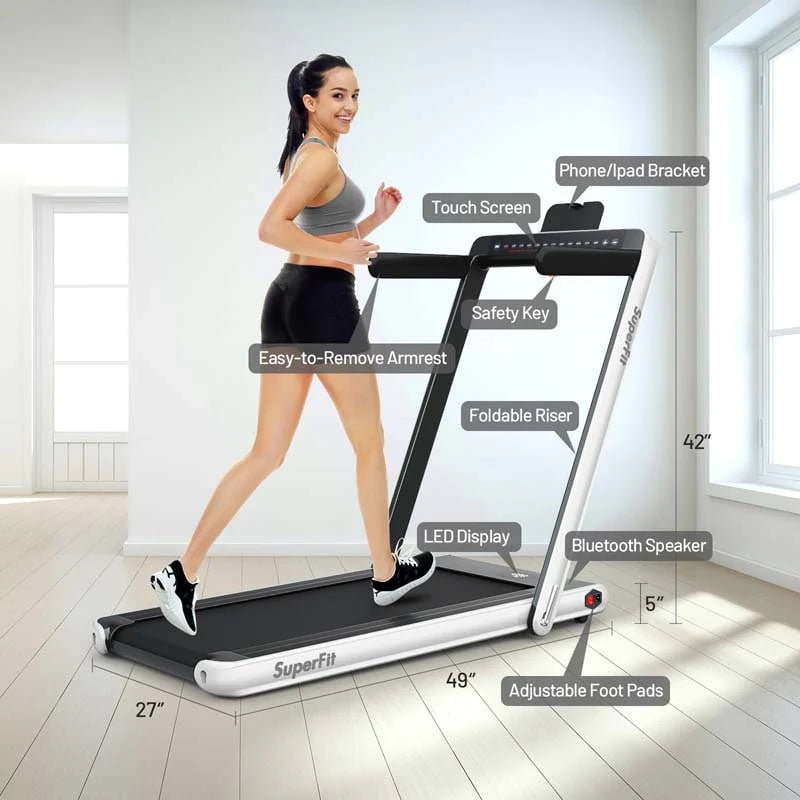 ZenVora 2-in-1 Folding Electric Treadmill, 2.25 HP, Under-Desk, with Dual Display and Smart App Control