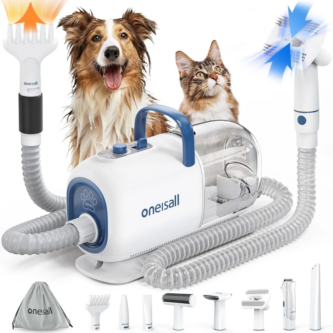 ZenVora 8-in-1 Dog Grooming Vacuum & Dryer, Pet Shedding and Grooming Kit for Hair Removal, Clipping and Drying