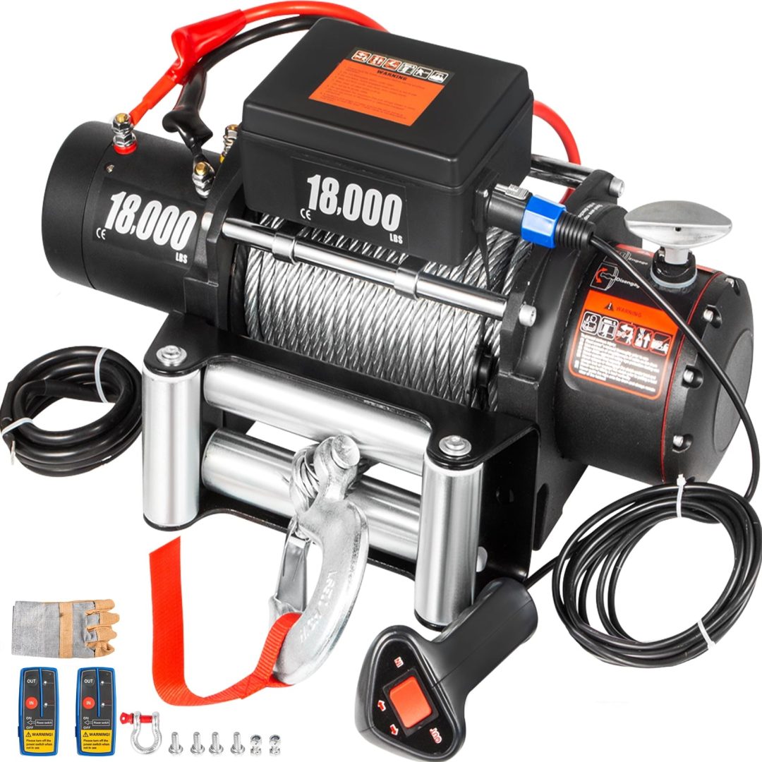 ZenVora 18,000 LBS Electric Winch, 12V Steel Cable Winch, Off-Road Towing Winch for ATV, UTV, Truck and Trailer