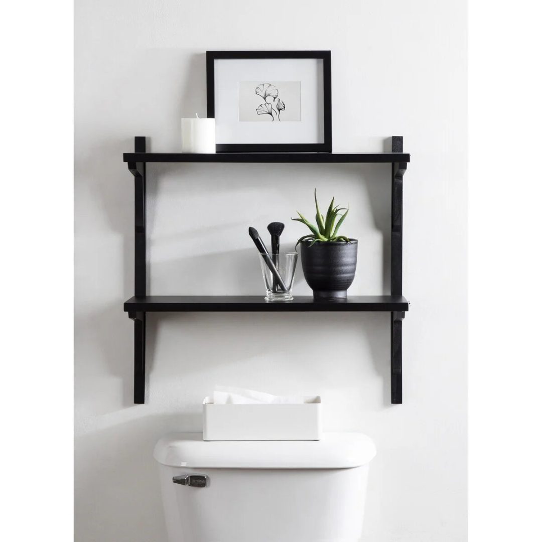ZenVora Mid-Century Wall Shelves, 24x8x24 Inch Decorative Wall Mounted Storage and Display Shelving for Home Decor