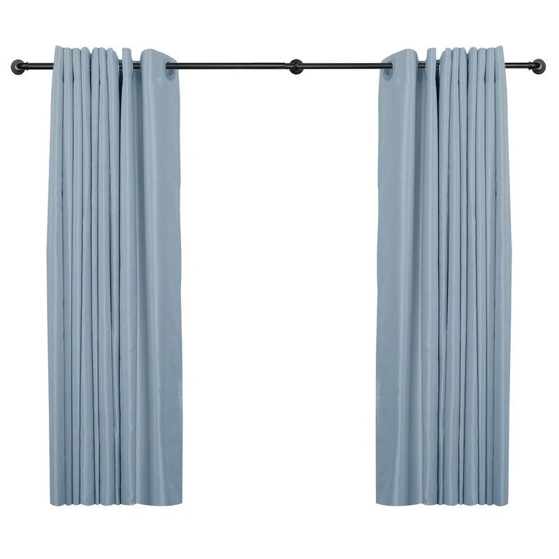 ZenVora 1 Inch Industrial Curtain Rods for Windows, Blackout Wrap-Around Rods, Rustic Matte Black