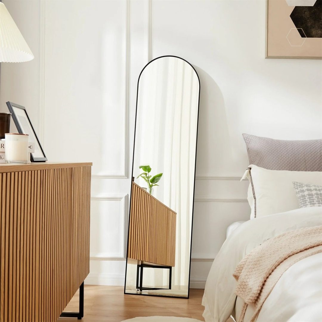 ZenVora Full Length Mirror with Stand, Aluminum Alloy Frame Full Body Floor Mirror for Bedroom and Cloakroom