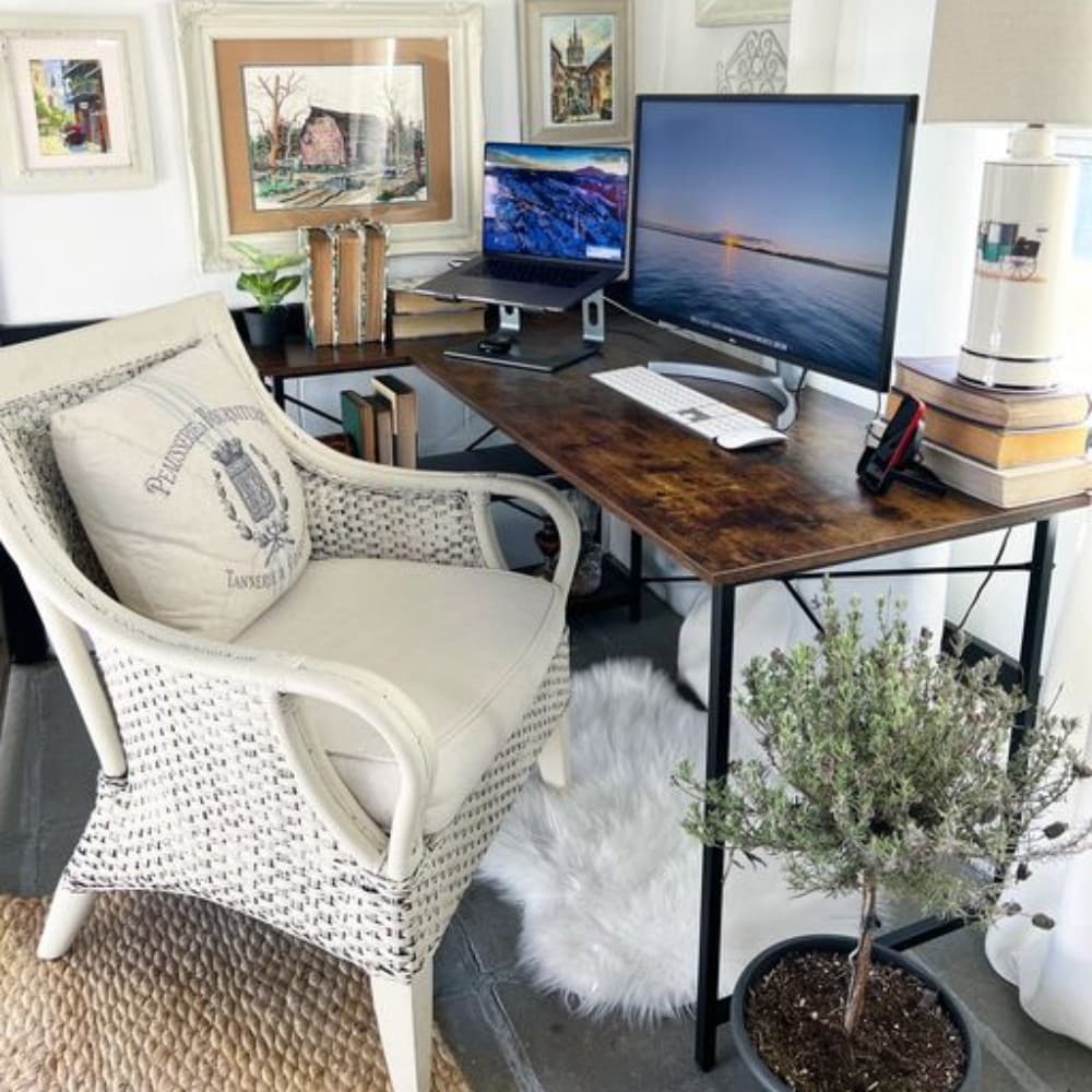 ZenVora Small L Shaped Computer Desk with Storage Shelves, Compact Corner Workstation for Home Office and Study
