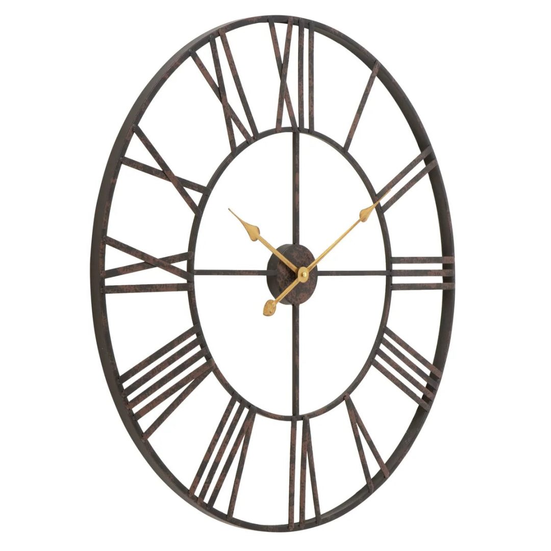 ZenVora Modern Round Metal Wall Clock, Decorative Circular Hanging Clock for Living Room, Bedroom and Office