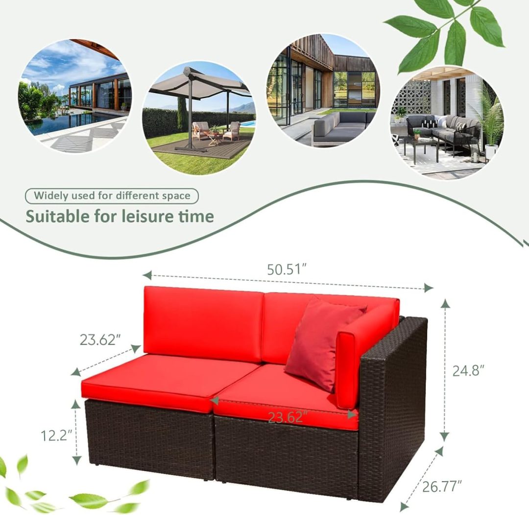 ZenVora 5-Piece All-Weather Patio Furniture Set with Cushions, Outdoor Wicker Conversation Sofa Set for Garden, Deck & Backyard