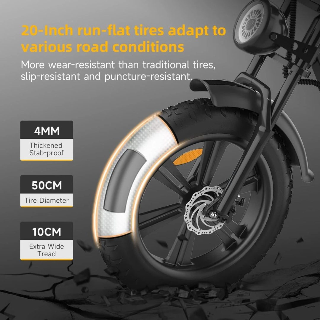 ZenVora 750W 48V 18Ah Electric Bike for Adults, 20-Inch Fat Tires, Removable Battery, 20 MPH, 68-Mile Range