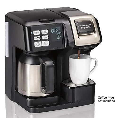 ZenVora Programmable Thermal Coffee Maker, Single Serve and Full Pot, Compatible with Pods or Grounds, Black and Stainless