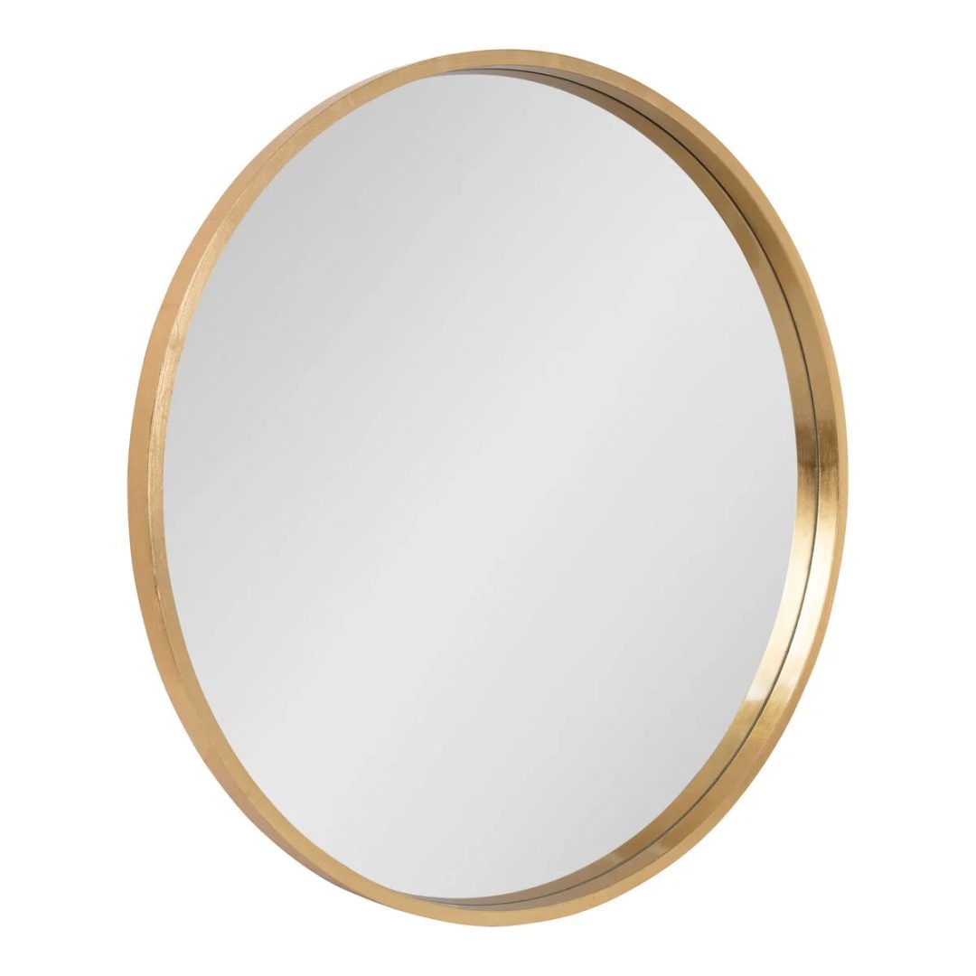 ZenVora Round Wood Accent Wall Mirror, Modern Decorative Wooden Frame Mirror for Living Room, Bedroom and Entryway