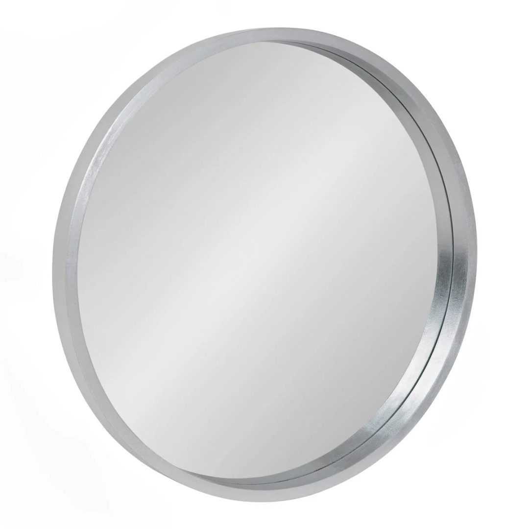 ZenVora Round Wood Accent Wall Mirror, Modern Decorative Wooden Frame Mirror for Living Room, Bedroom and Entryway