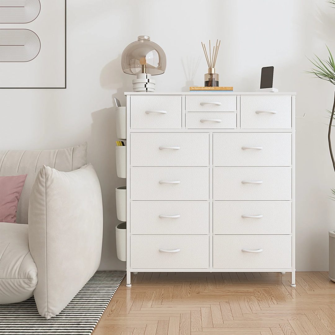 ZenVora 12 Drawer Fabric Dresser, Tall Bedroom Chest of Drawers with Storage
