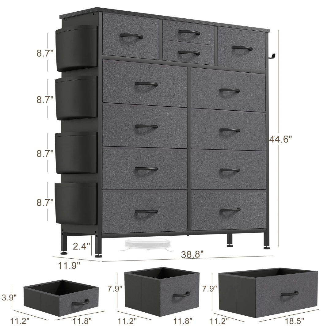 ZenVora 12 Drawer Fabric Dresser, Tall Bedroom Chest of Drawers with Storage