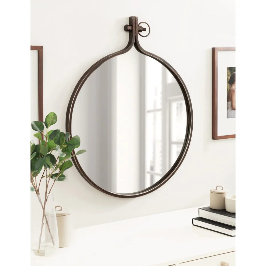 Modern Round Wall Mirror, Decorative Circular Accent Mirror for Living Room, Bedroom and Entryway