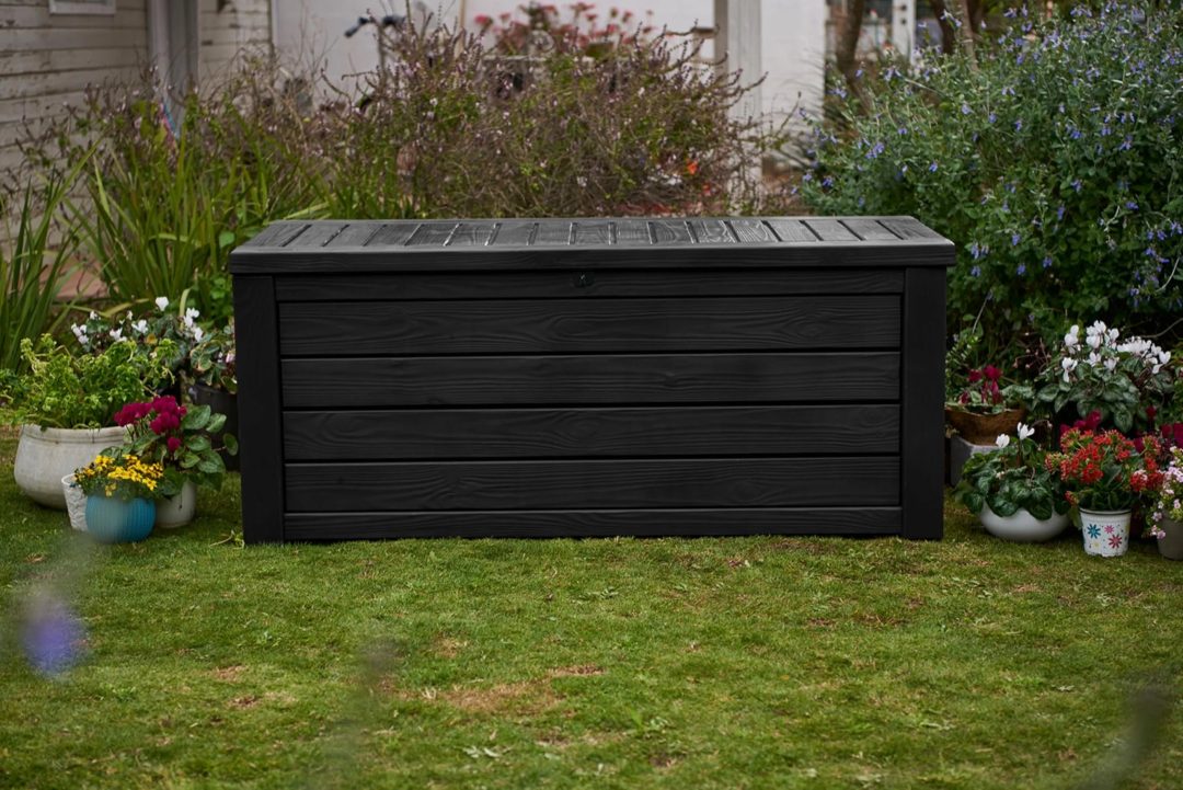 ZenVora 150 Gallon Resin Outdoor Storage Box, Large Deck Container for Patio, Garden and Yard, Dark Gray