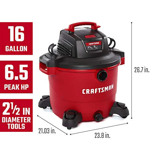 ZenVora 16 Gallon 6.5 Peak HP Wet/Dry Vac, Heavy-Duty Shop Vacuum