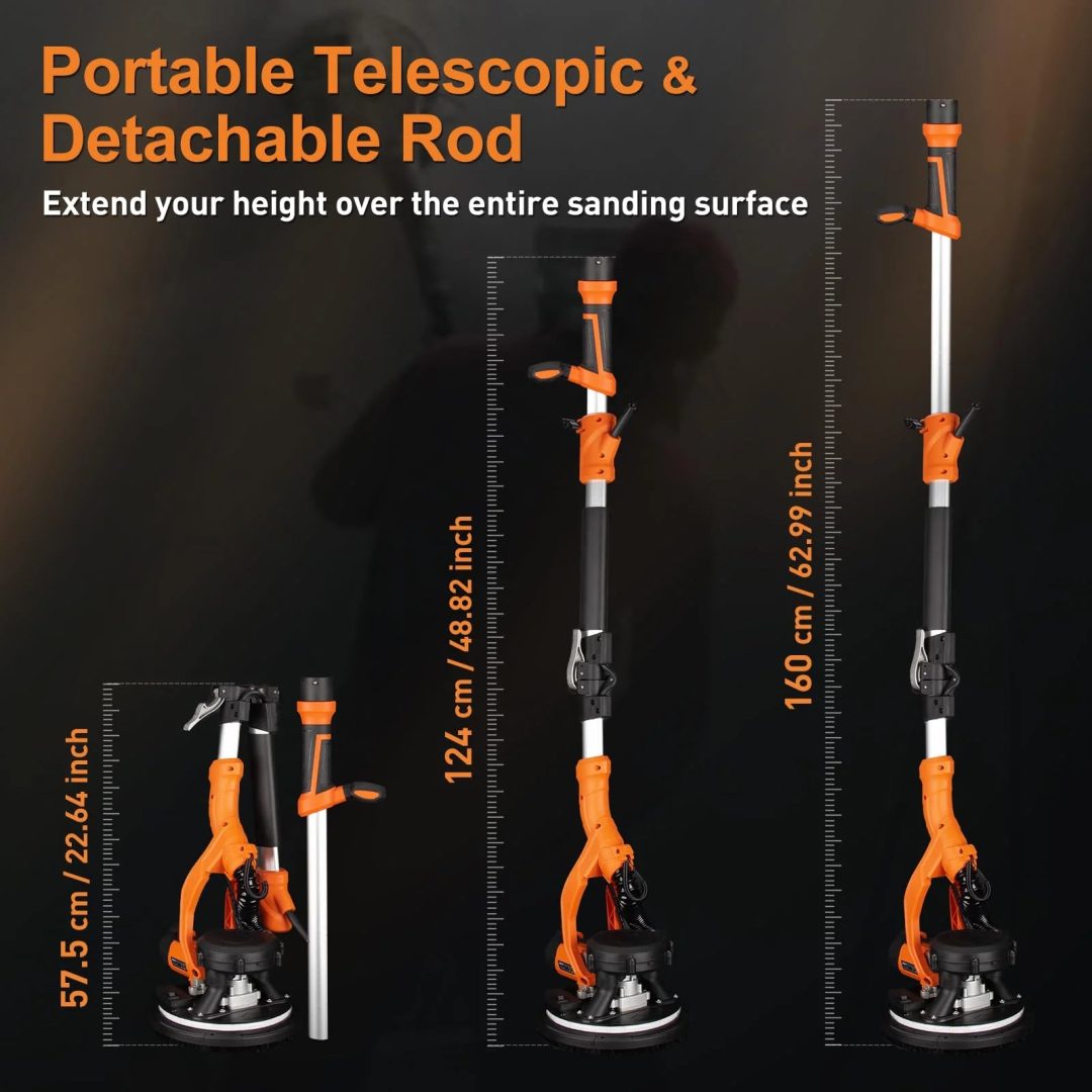 ZenVora 1000W Drywall Sander with Vacuum and LED Light, Electric Wall and Ceiling Sander with Dust Collection