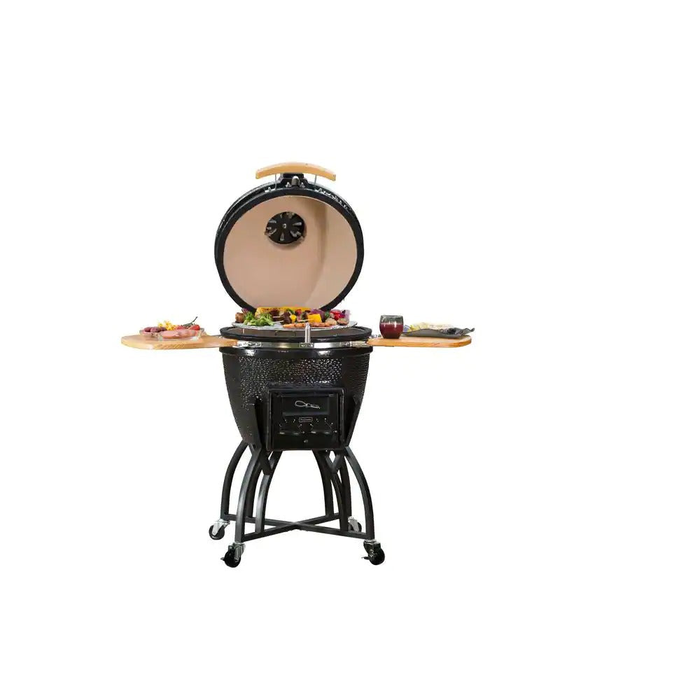 ZenVora 22-Inch Kamado-Style Ceramic Charcoal Grill with Grill Cover