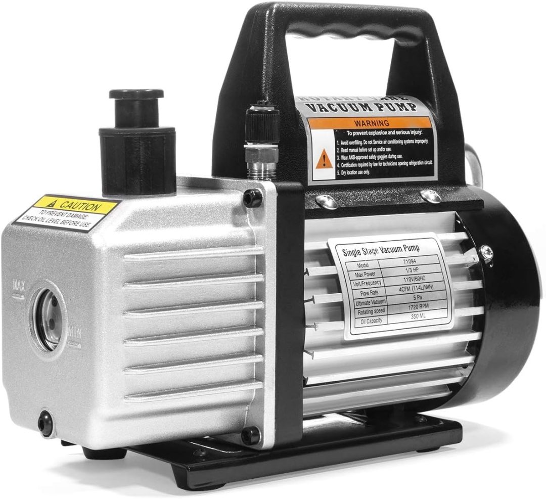 ZenVora 4 CFM HVAC A/C Refrigeration Vacuum Pump and Manifold Gauge Kit with R134a Tap, Leak Detector and Carrying Bag