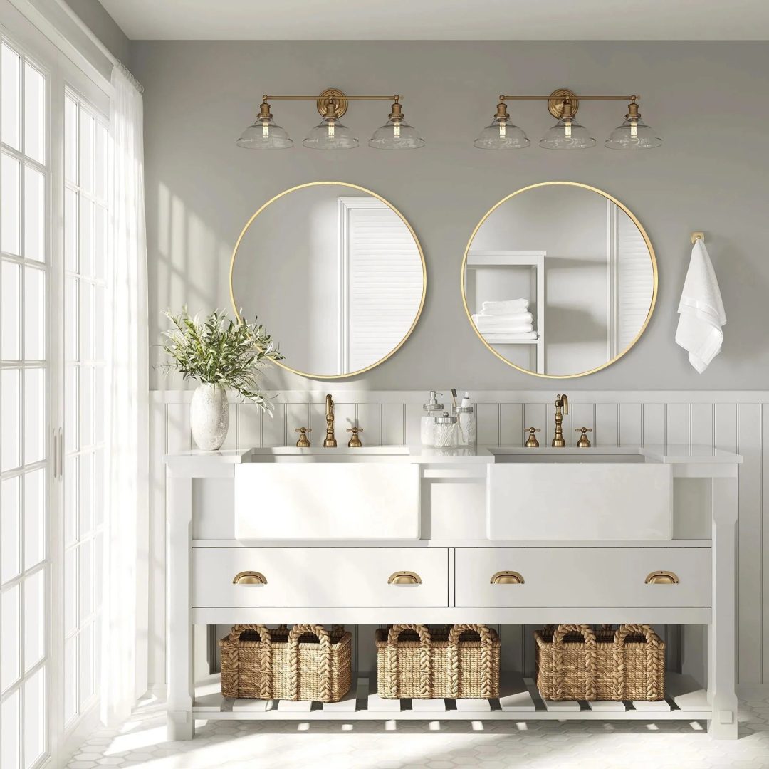 ZenVora Modern Round Bathroom Vanity Mirror, Wall Mounted Circular Mirror for Bathroom, Bedroom and Home Decor