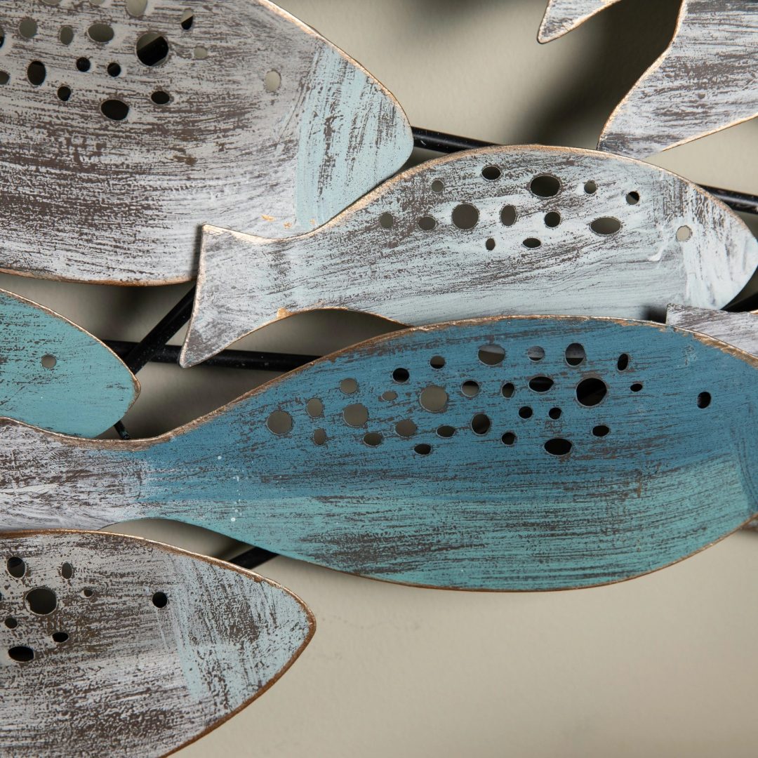 ZenVora Modern Coastal Metal Wall Art, Decorative Fish Wall Sculpture for Living Room, Bedroom and Home Decoration