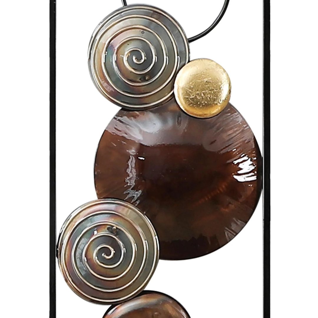 ZenVora Set of 2 Modern Gold and Brown Metal Wall Decor, Abstract Decorative Wall Art for Living Room, Bedroom and Home Decoration