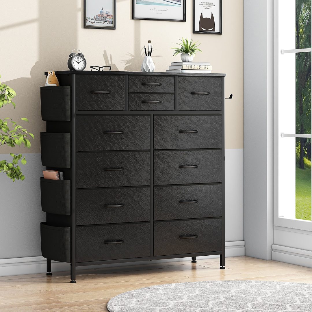 ZenVora 12 Drawer Fabric Dresser, Tall Bedroom Chest of Drawers with Storage