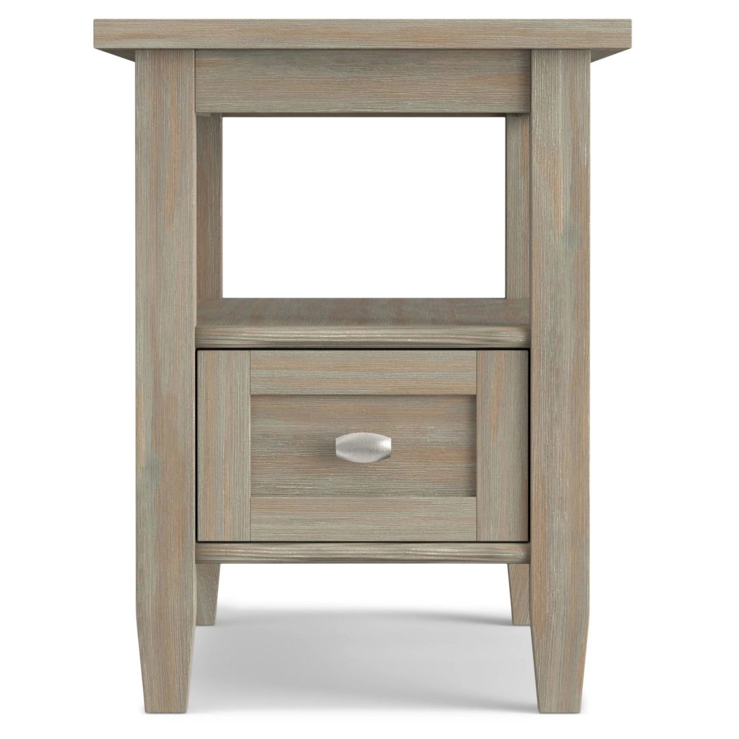 ZenVora 14" Wide Solid Wood Narrow Side Table, Rectangle Transitional Style Accent Table