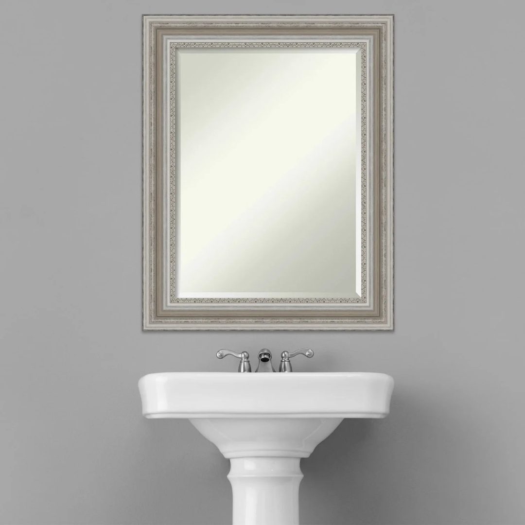 ZenVora Beveled Bathroom Wall Mirror, Silver Frame Decorative Vanity Mirror for Bathroom, Bedroom and Entryway