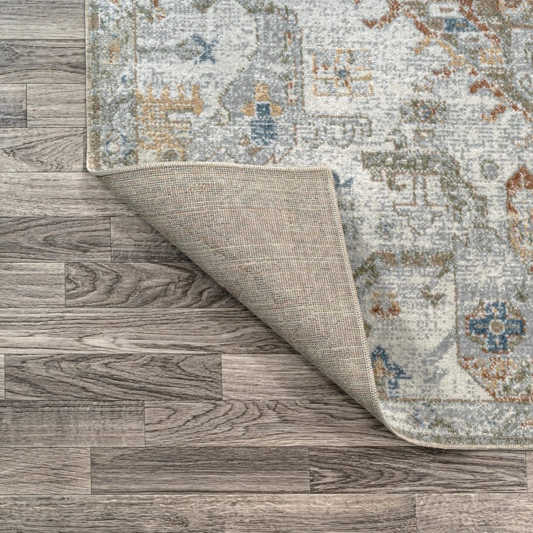 ZenVora Bohemian Medallion Low-Pile Machine-Washable Area Rug, Cream and Terra