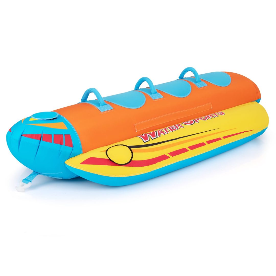 ZenVora 3 Person Inflatable Banana Boat Towable Tube - Heavy Duty Water Sports Boat with EVA Seats & Quick Connect
