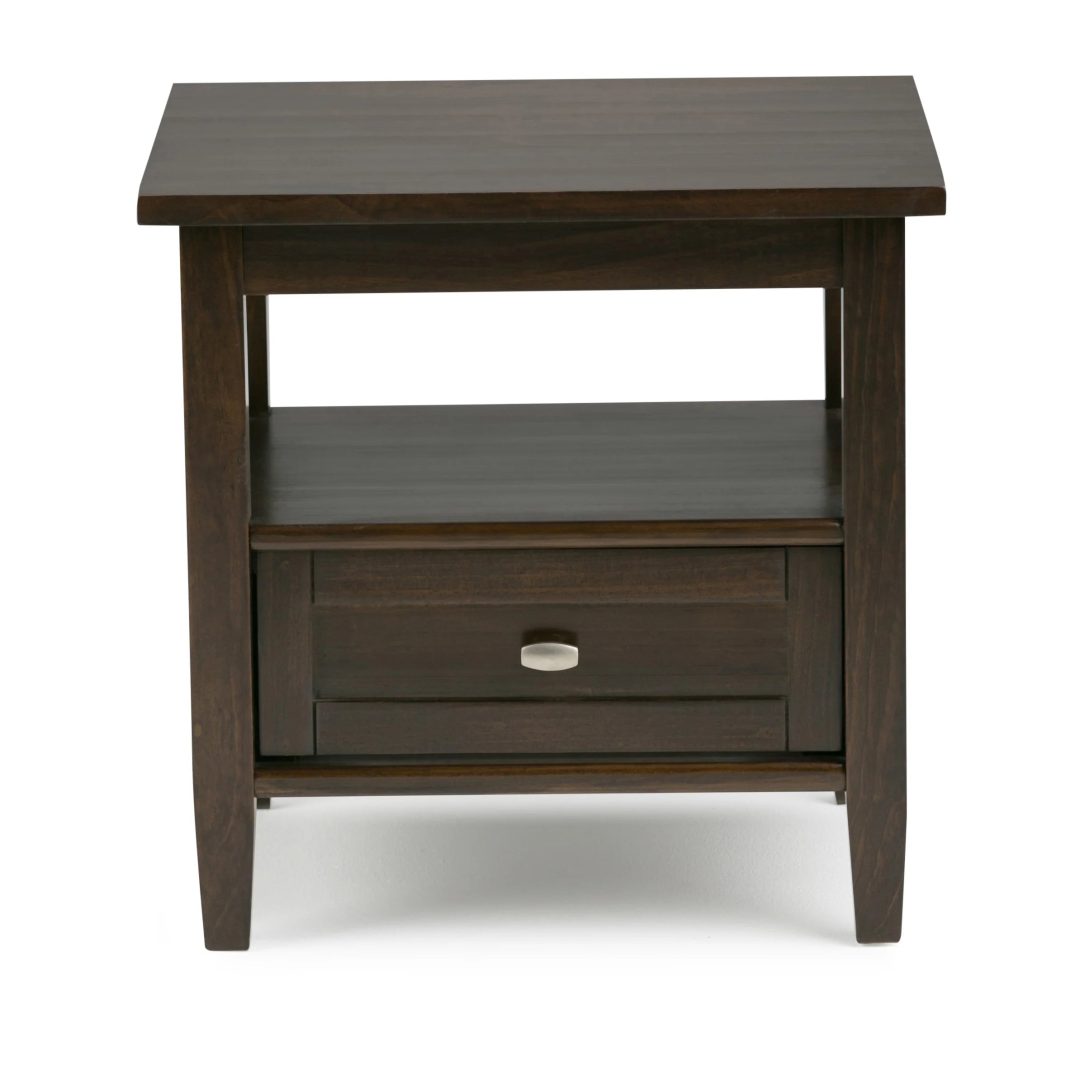 ZenVora 20 Inch Wide Solid Wood Rectangle End Table, Transitional Side Table