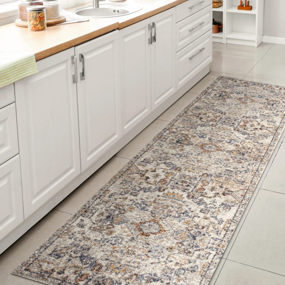 ZenVora Bohemian Medallion Low-Pile Machine-Washable Area Rug, Cream and Terra