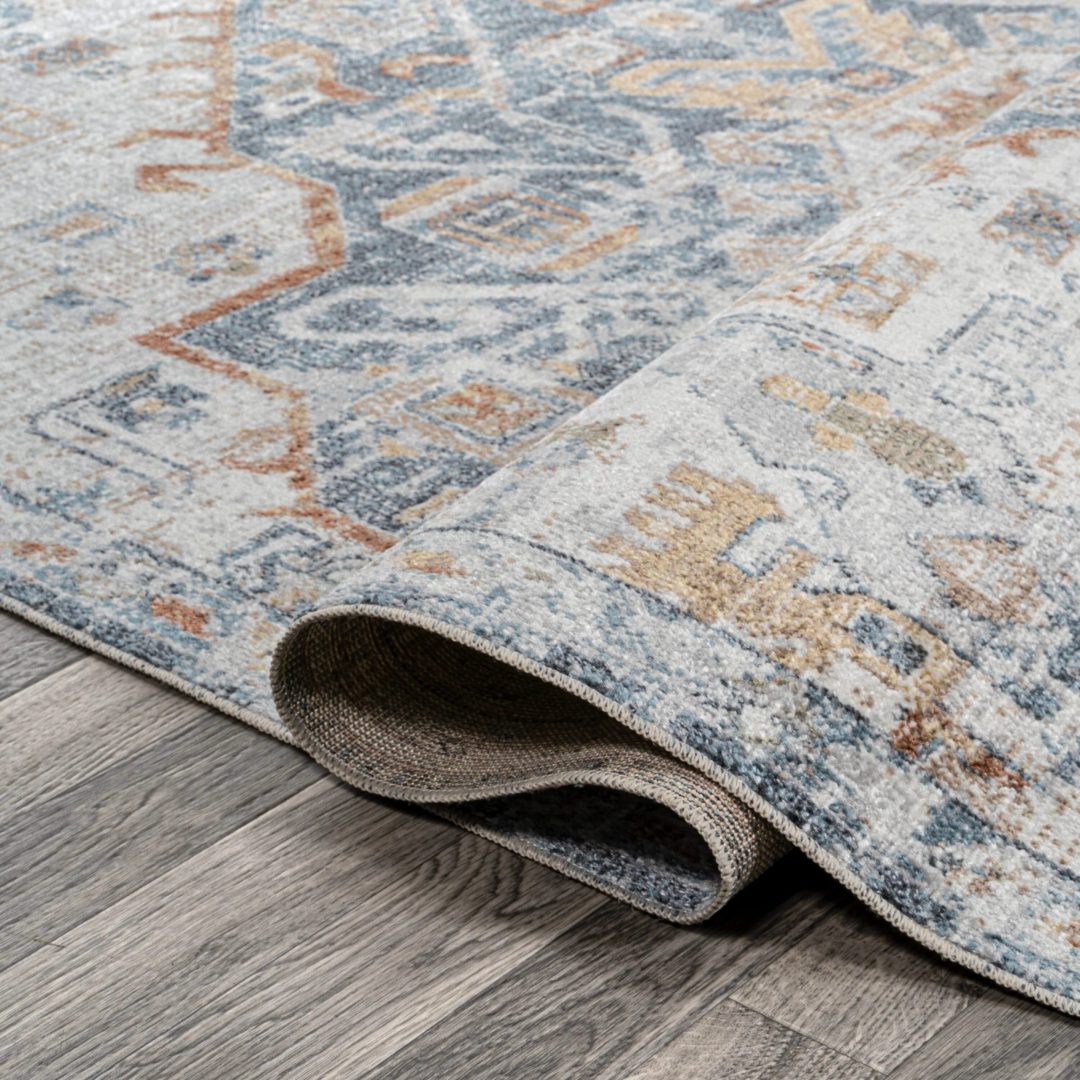 ZenVora Bohemian Medallion Low-Pile Machine-Washable Area Rug, Cream and Terra