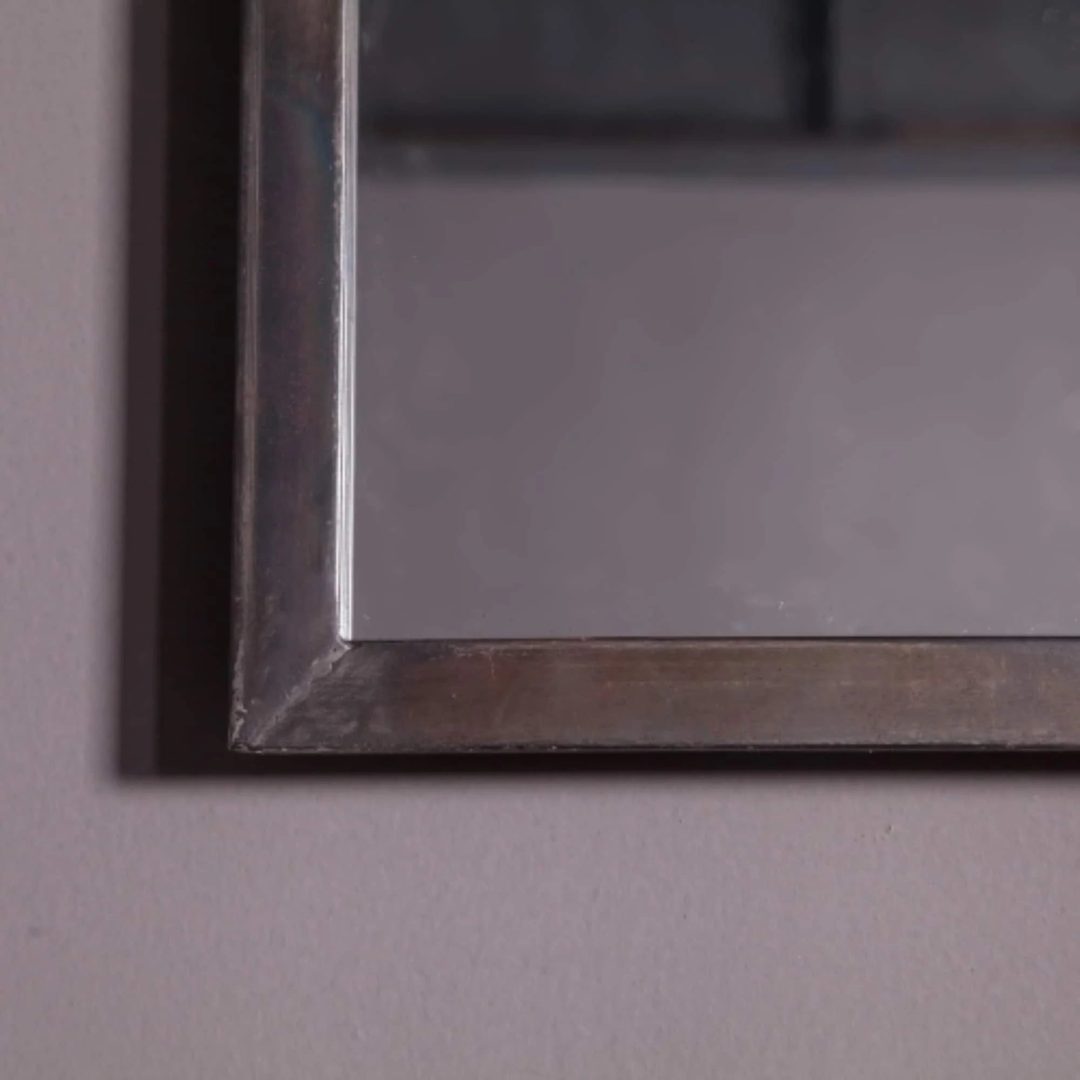 ZenVora Rustic Brown Windowpane Wall Mirror with Metal Frame, 37.75" H x 23.8" W