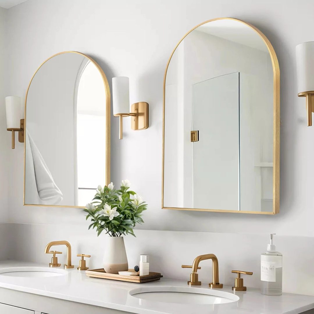 ZenVora Modern Arch Aluminum Bathroom Wall Mirror, Wall Mounted Vanity Mirror for Bathroom, Bedroom and Home Decor