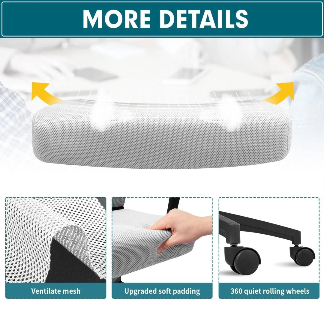 ZenVora Ergonomic Mesh Office Chair with Lumbar Support, Breathable Computer Desk Chair