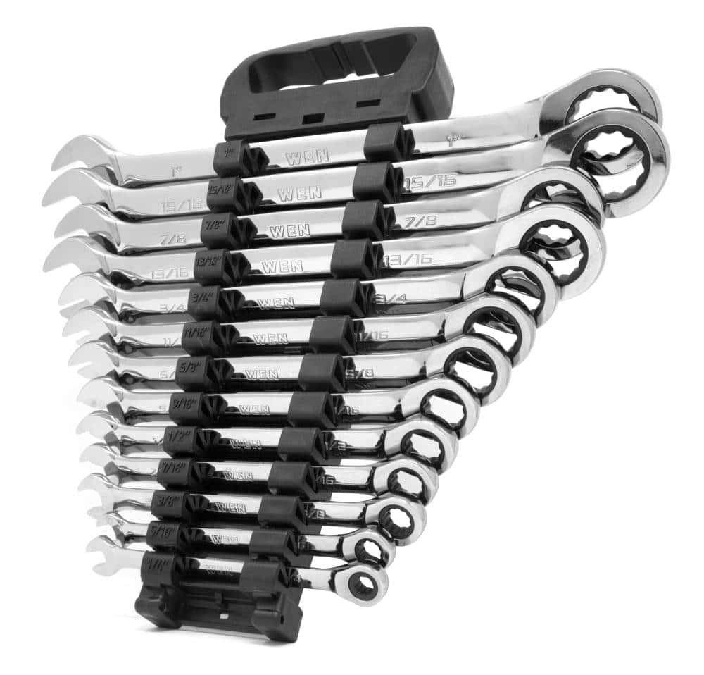 ZenVora 13-Piece SAE Ratcheting Combination Wrench Set, 12-Point Chrome Vanadium Steel Wrenches with Storage Case