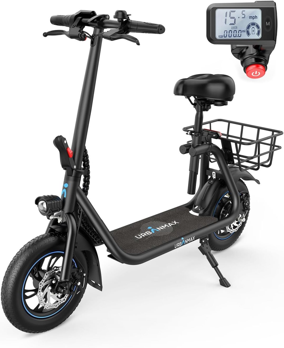 ZenVora 450W Electric Scooter with Seat, 22-Mile Range