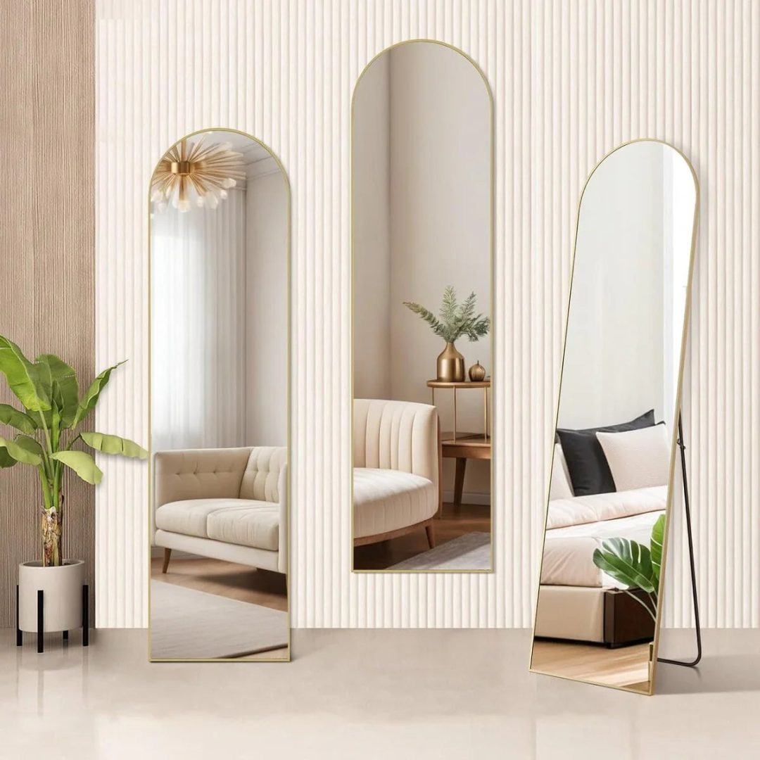 ZenVora Full Length Mirror with Stand, Aluminum Alloy Frame Full Body Floor Mirror for Bedroom and Cloakroom