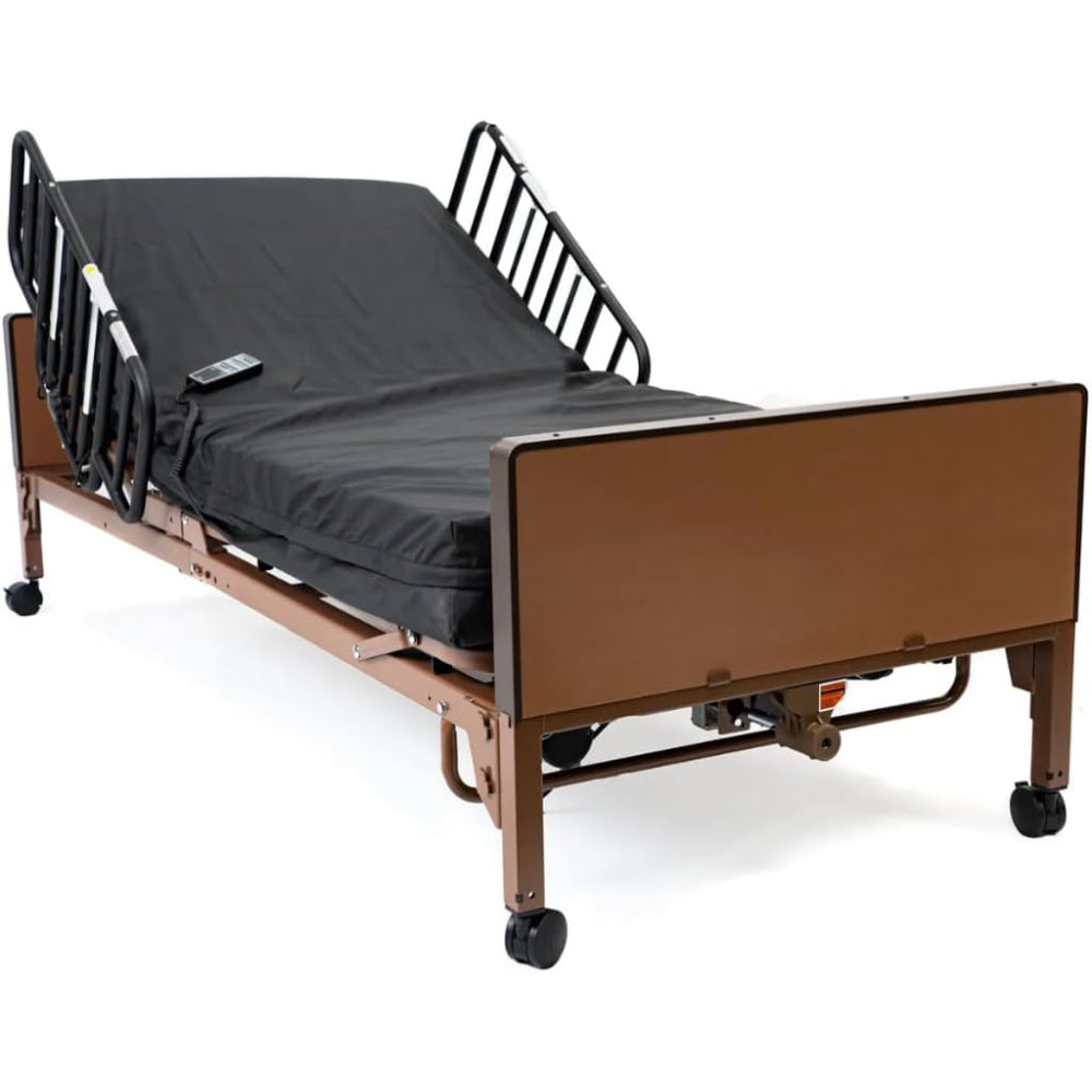 ZenVora Fully Electric Hospital Bed with Foam Mattress and Half Rails