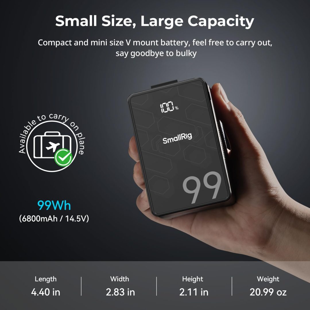 ZenVora 99Wh 6800mAh V Mount Battery, Rechargeable Professional Camera Battery for Video and Photography