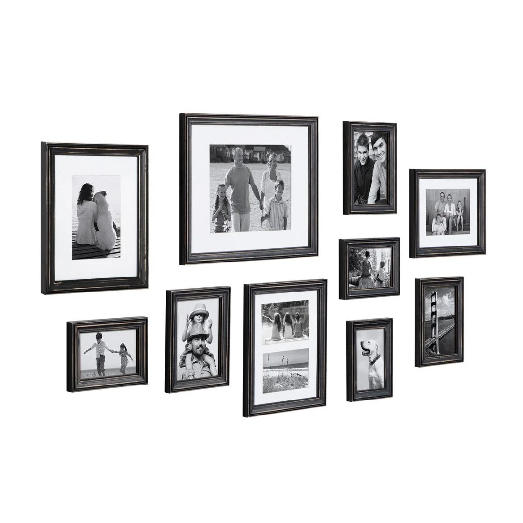 ZenVora 10-Piece Wood Gallery Wall Picture Frame Set, Decorative Photo Display Frames for Living Room, Bedroom and Home Decor