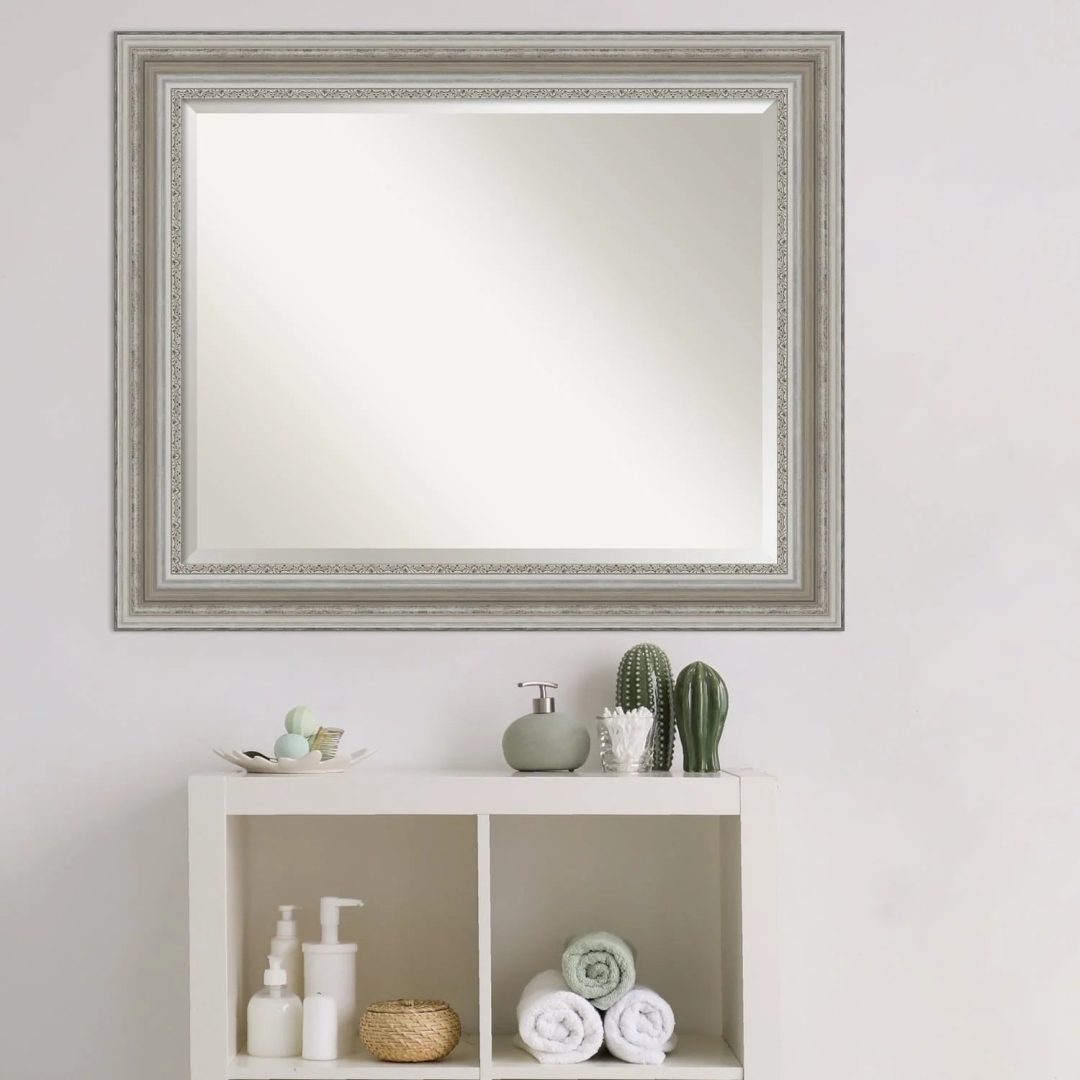 ZenVora Beveled Bathroom Wall Mirror, Silver Frame Decorative Vanity Mirror for Bathroom, Bedroom and Entryway